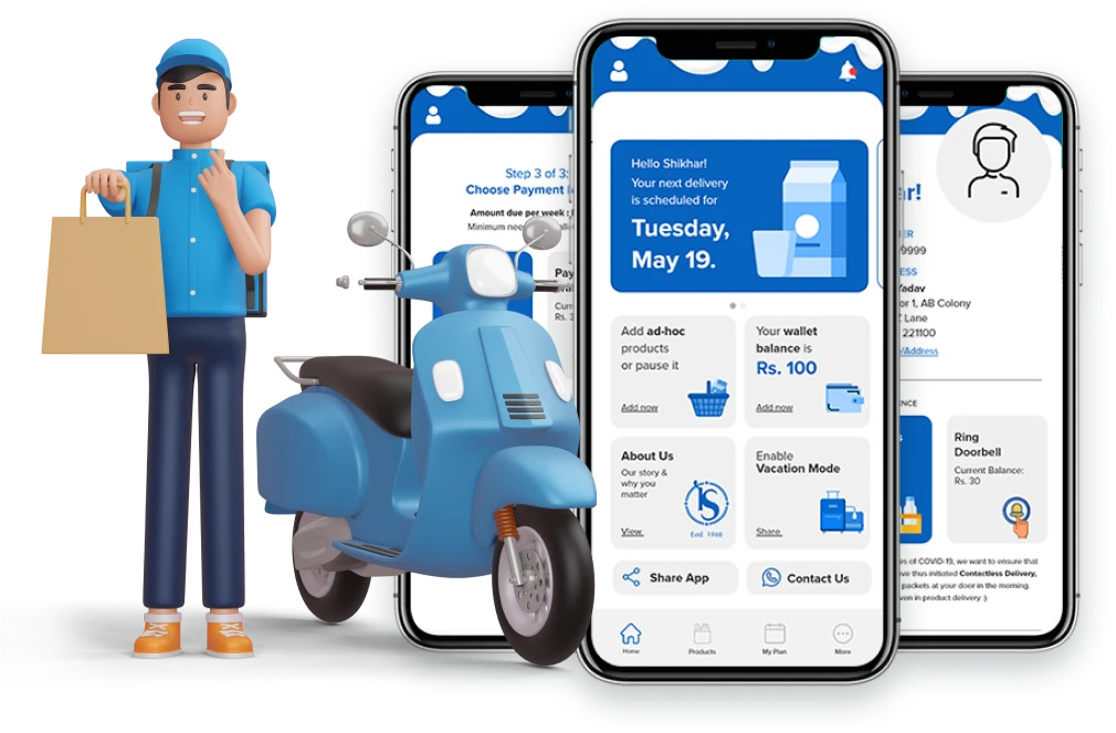 Milk delivery app interface